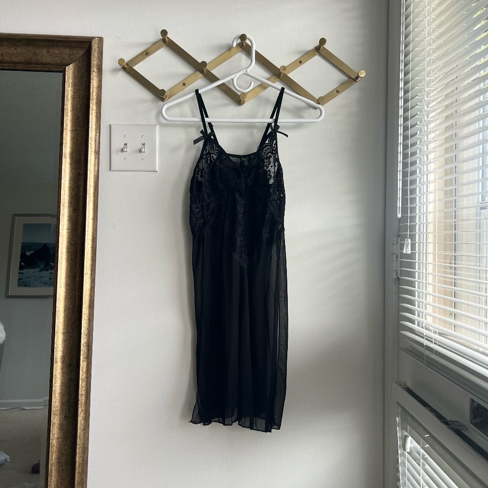 temu lacey sheer black dress